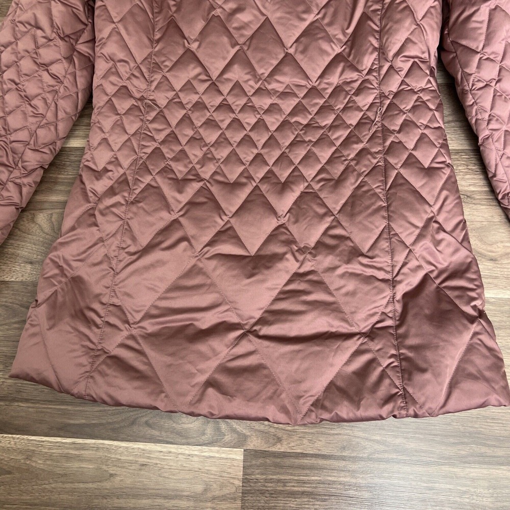 Eddie Bauer Lodge Down Long Coat Womens Size Medium Muave Pink Faux Fur EB550 - Picture 12 of 12